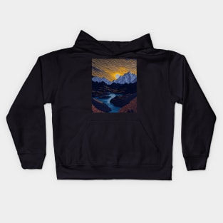 Magical scenic Denali National Park Filigree Paper Quilling Landscape Kids Hoodie